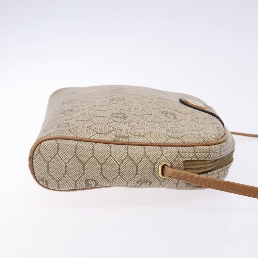 Christian Dior Honeycomb Canvas Shoulder Bag PVC Beige Gold Auth BA5167 - Picture 5 of 16